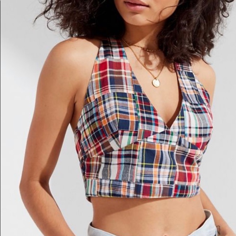 UO plaid halter top